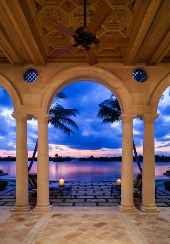 patio sunset on water